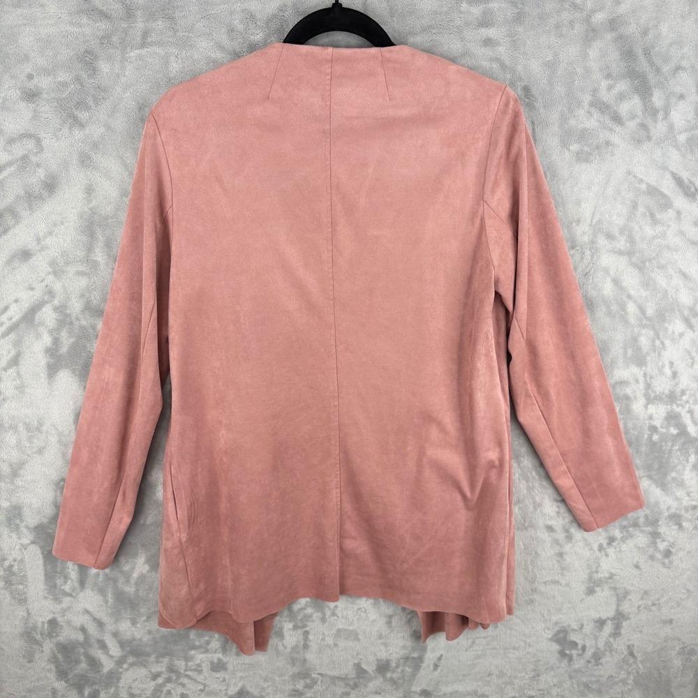 KUT From The Kloth Pink Faux Suede Drape Open Front Cardigan Oversized Jacket M - Picture 10 of 11
